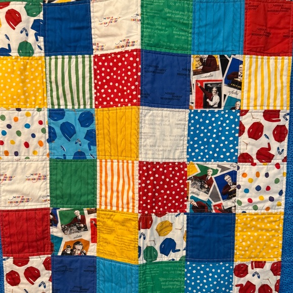Handmade Mister Rogers Neighborhood One of a Kind Patchwork Quilt Back to School - Picture 1 of 14